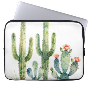 Watercolor Desert Cactus Garden Laptop Sleeve