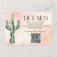 Watercolor Desert Cactus QR Code Wedding Details 