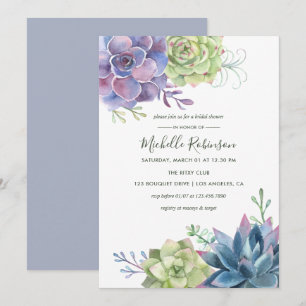 Watercolor Desert Cactus Succulents Bridal Shower  Invitation