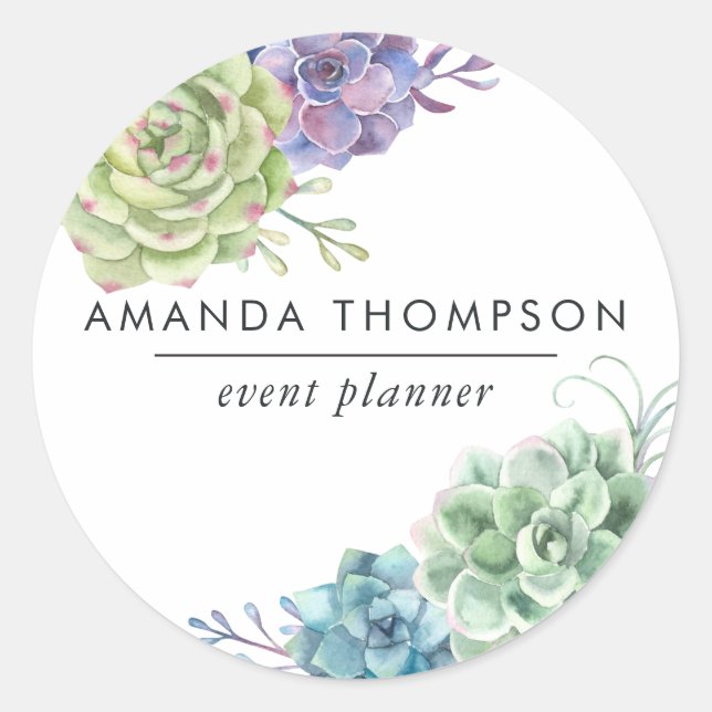Watercolor Desert Cactus Succulents Classic Round Sticker (Front)