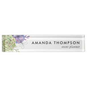 Watercolor Desert Cactus Succulents Nameplate