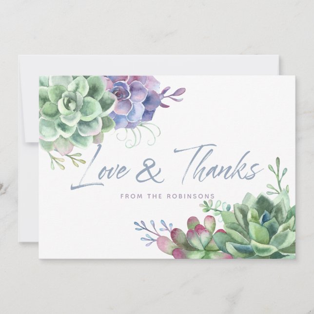 Watercolor Desert Cactus Succulents Thank You (Front)