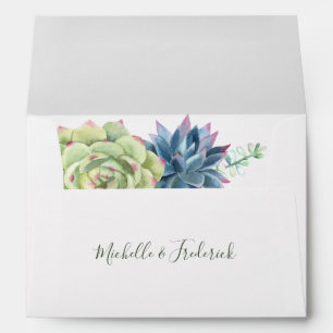 Watercolor Desert Cactus Succulents Wedding Envelopes