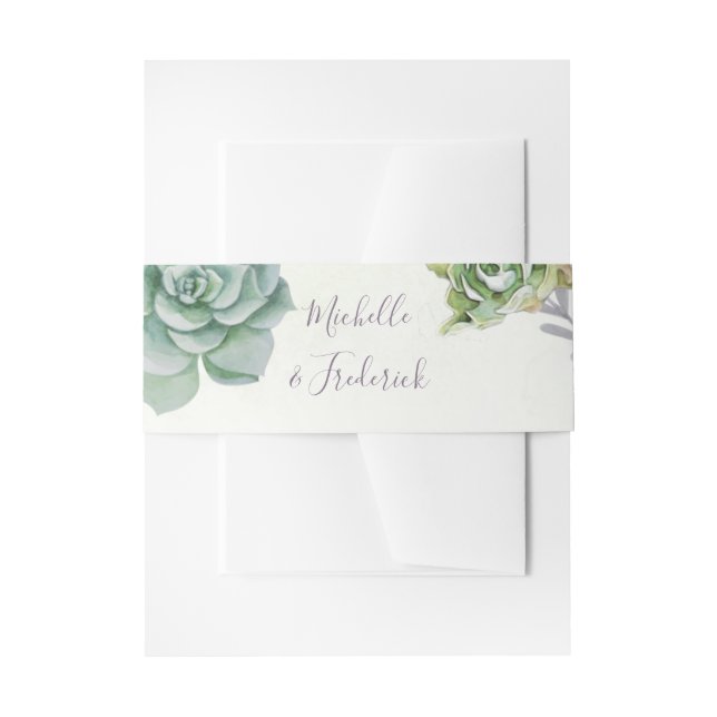 Watercolor Desert Cactus Succulents Wedding Invitation Belly Band (Front Example)