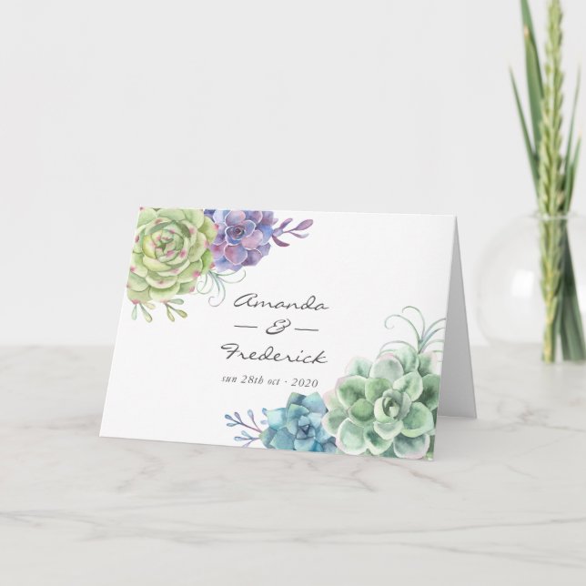 Watercolor Desert Cactus Succulents Wedding Program (Front)