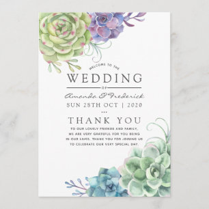 Watercolor Desert Cactus Succulents Wedding Program