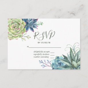 Watercolor Desert Cactus Succulents Wedding RSVP