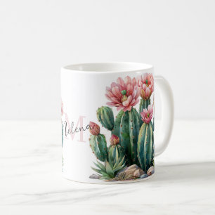 Watercolor desert flowers cacti. coffee mug