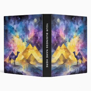 Watercolor Desert Galaxy Camel Pyramid Travel Binder