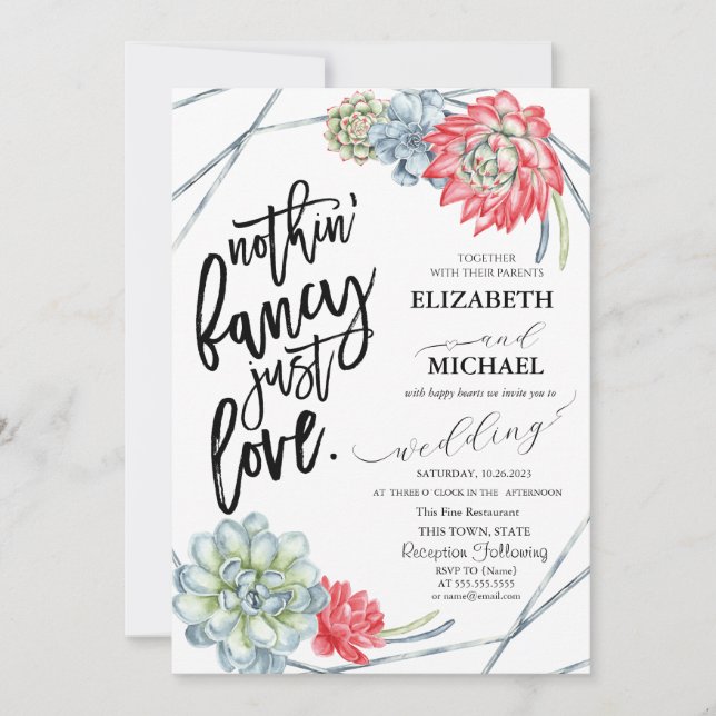 Watercolor Desert Red Cactus Polka Dots Invitation (Front)