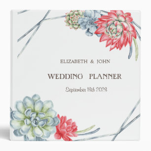 Watercolor Desert Red Succulents Binder