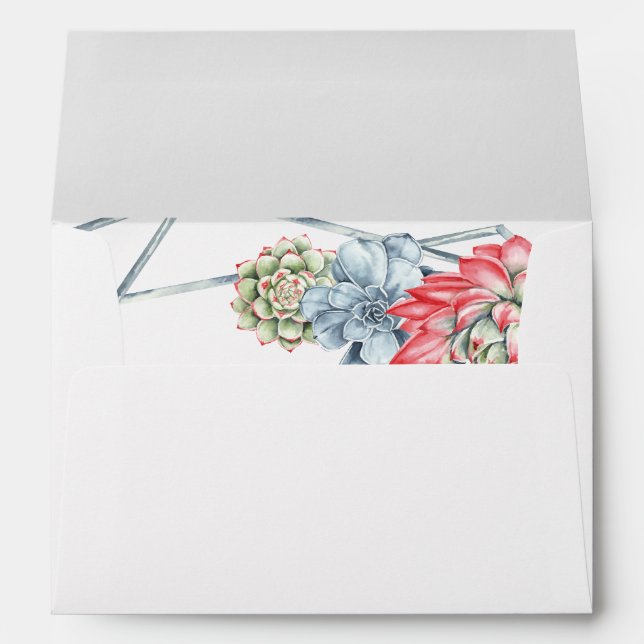 Watercolor Desert Red Succulents Cactus Envelope (Back (Bottom))