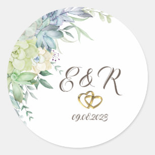 Watercolor Desert Succulents Classic Round Sticker