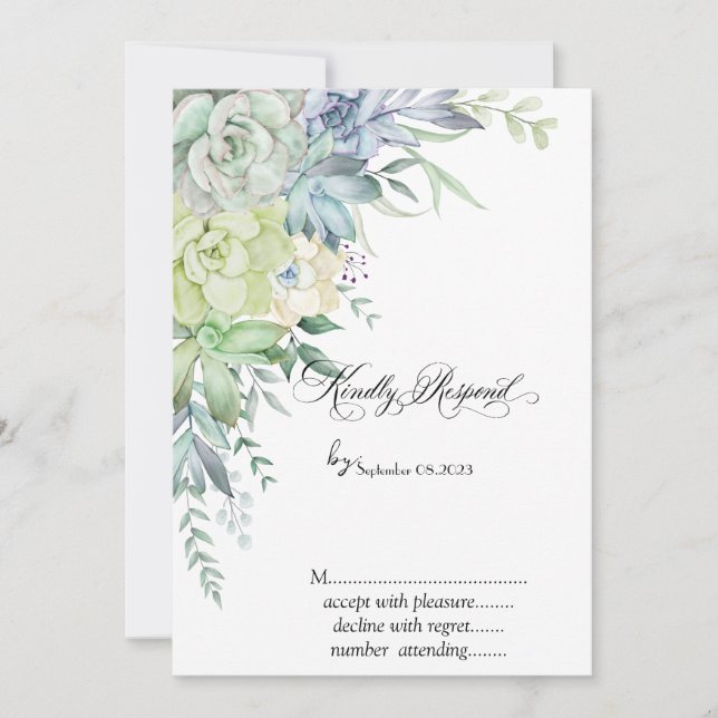 Watercolor Desert Succulents Dots RSVP  Invitation (Front)