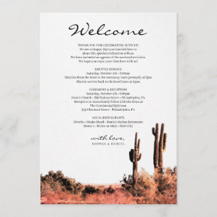 Watercolor Desert Wedding Welcome Itinerary Program
