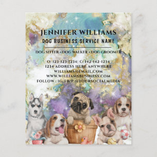 Watercolor Design Dog Walker Pet Sitting Business  Flyer