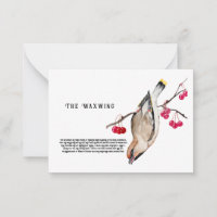 Watercolor design Forest bird waxwing