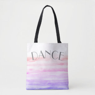 watercolor design pink and purple artistic dance tote bag
