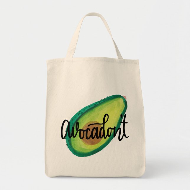 Watercolor design tote bag, Avocadon't Bag (Front)