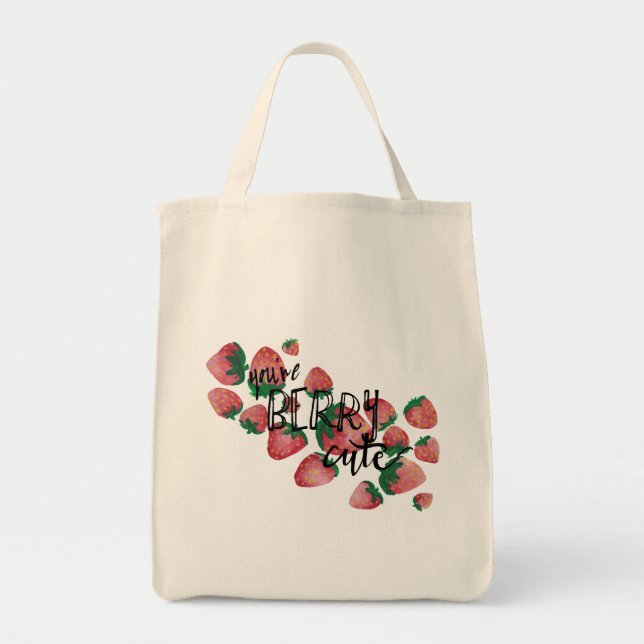 Watercolor Design Tote Bag, Berry Cute Bag (Front)
