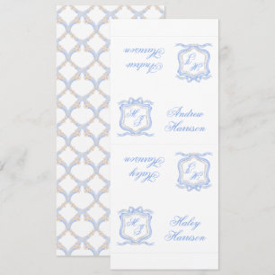 Watercolor Designer Blue Monogram Crest DIY Cards