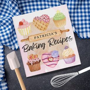 Watercolor Dessert Baking Recipes Family Cookbook  Binder