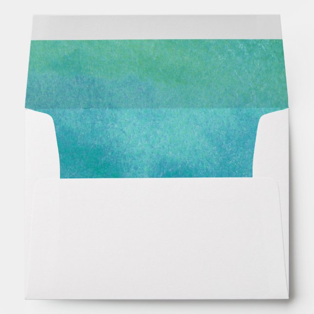 Watercolor Destination Beach Lined Wedding Envelopes (Back (Bottom))