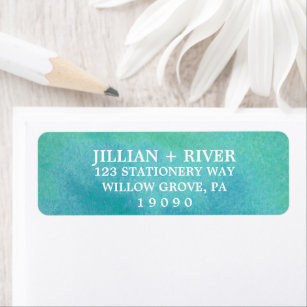 Watercolor Destination Beach Wedding Address Label