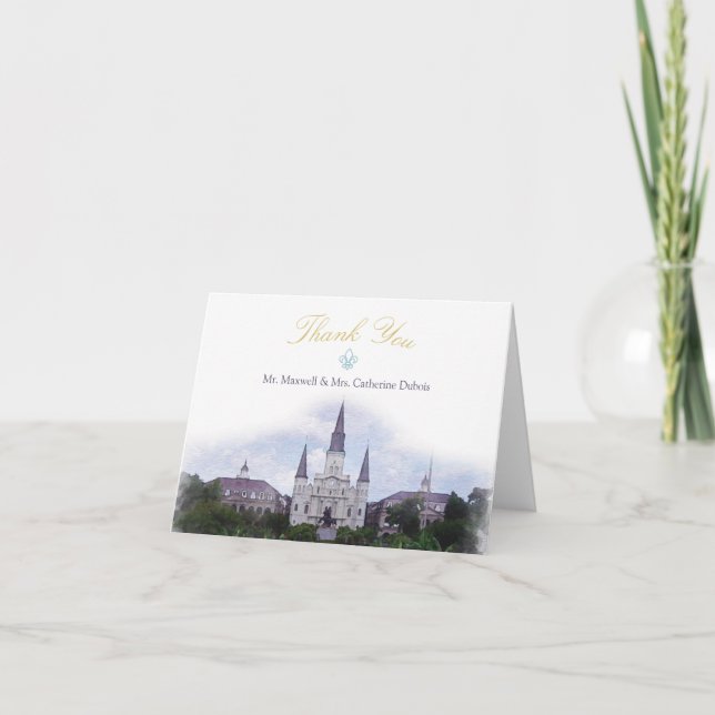 Watercolor Destination: New Orleans Thank You Card (Front)