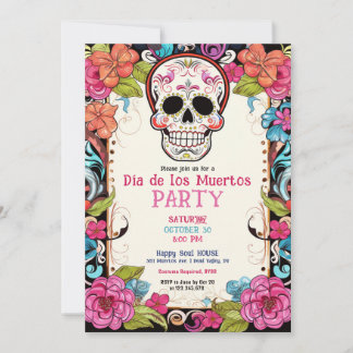 💀🎉 Watercolor Día de Muertos Party Invitation