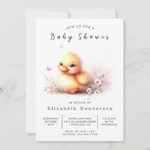 Watercolor Digital Duck Baby Shower Invitation