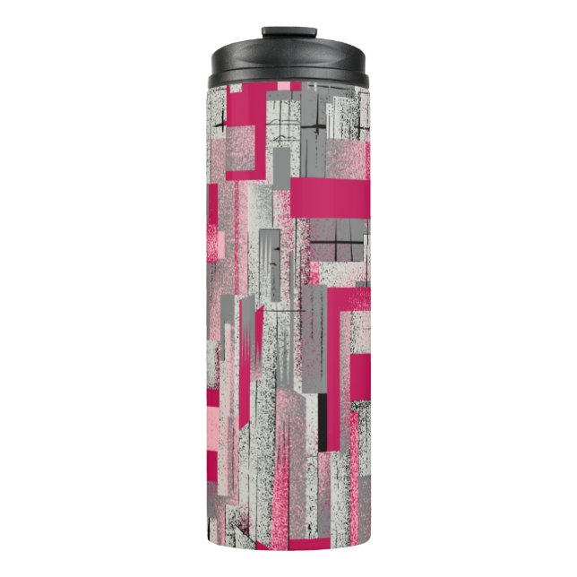 Watercolor digital patchwork: seamless pattern thermal tumbler (Front)