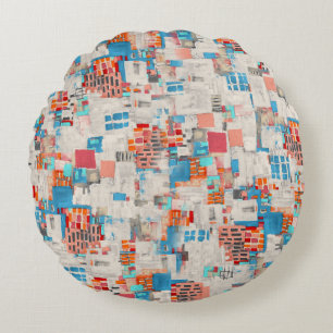 Watercolor Digital Texture Pattern Round Pillow