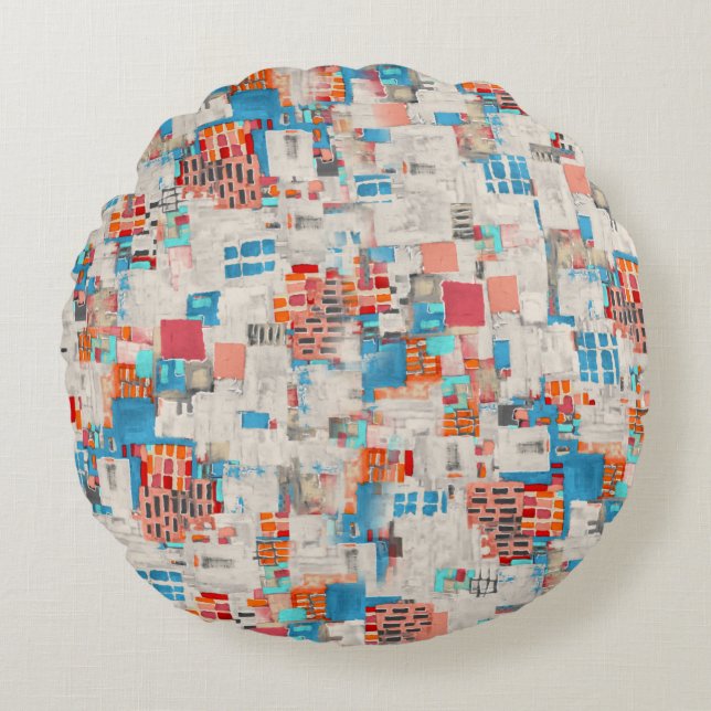 Watercolor Digital Texture Pattern Round Pillow (Front)