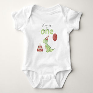 Watercolor Dinosaur 1st birthday Baby Bodysuit