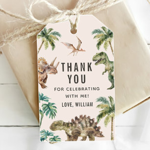 Watercolor Dinosaur 1st Birthday Party Gift Tags