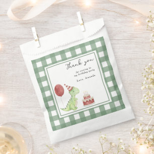 Watercolor Dinosaur 1st birthday Thank you Favour Bag