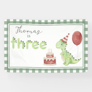 Watercolor Dinosaur 3rd birthday Welcome Banner