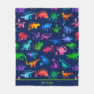 Watercolor Dinosaur Alphabet Colourful Dino Kids Fleece Blanket