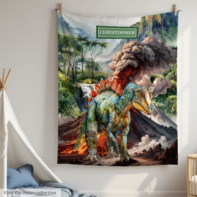 Watercolor Dinosaur Birthday Blanket Personalized  (Watercolor Dinosaur Birthday Blanket Personalized Boys)