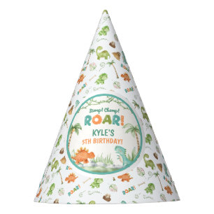 Watercolor Dinosaur Birthday Party Hat