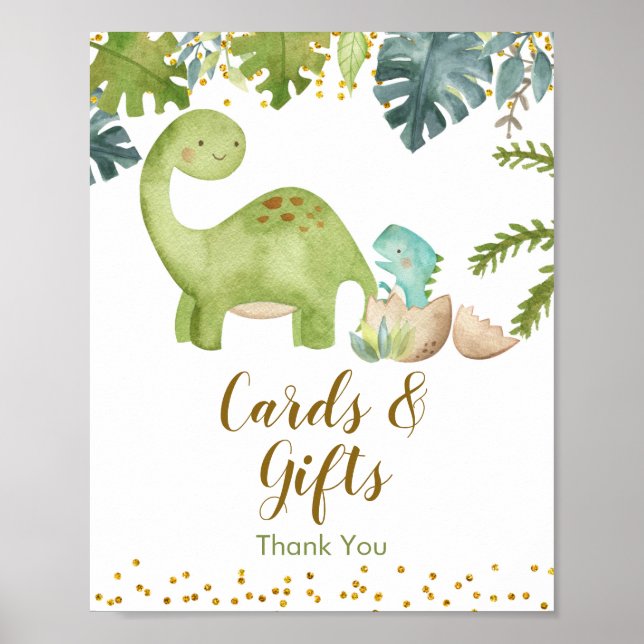 Watercolor Dinosaur Cards and Gifts Sign (Front)
