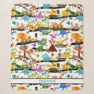 Watercolor Dinosaur Construction Kids Cute Sherpa Blanket