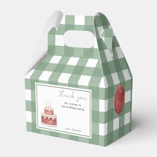 Watercolor Dinosaur First birthday Thank you Favor Box (Front Side)