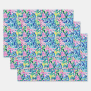 Watercolor Dinosaur Gift Wrap, Kids Dino Wrapping  Paper Sheet