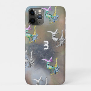 Watercolor Dinosaur Kids Monogram iPhone 11 Pro Case
