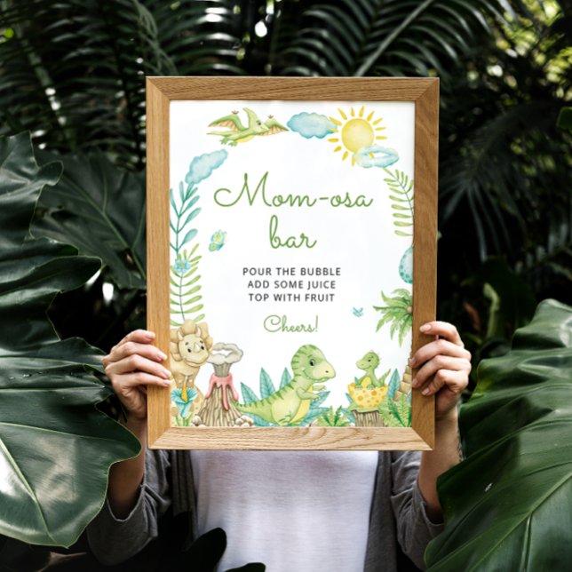 Watercolor Dinosaur Mom-osa Bar Poster (Creator Uploaded)