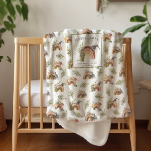 Watercolor Dinosaur Pattern Monogram Sherpa Sherpa Blanket