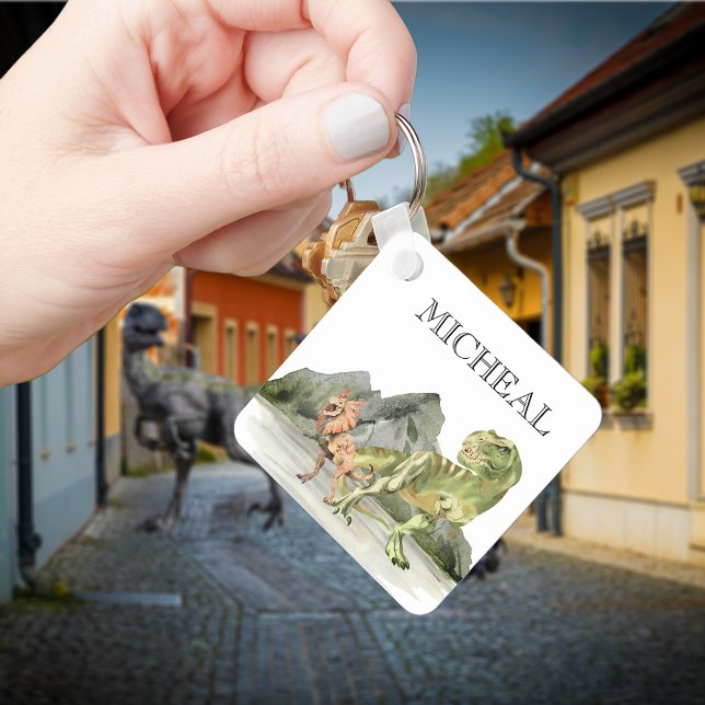 Watercolor Dinosaur T-Rex Tyrannosaurus name  Keychain (Creator Uploaded)