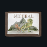 Watercolor Dinosaur T-Rex Tyrannosaurus name   Trifold Wallet<br><div class="desc">This design may be personalized in the area provided by changing the photo and/or text. Or it can be customized by clicking Personalize this Template and then choosing the click to customize further option and delete or change the colour of the background, add text, change the text colour or style,...</div>